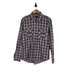 PENDLETON Large Red White Turquoise Plaid Deck Shirt Lined Classic Lumberjack‎